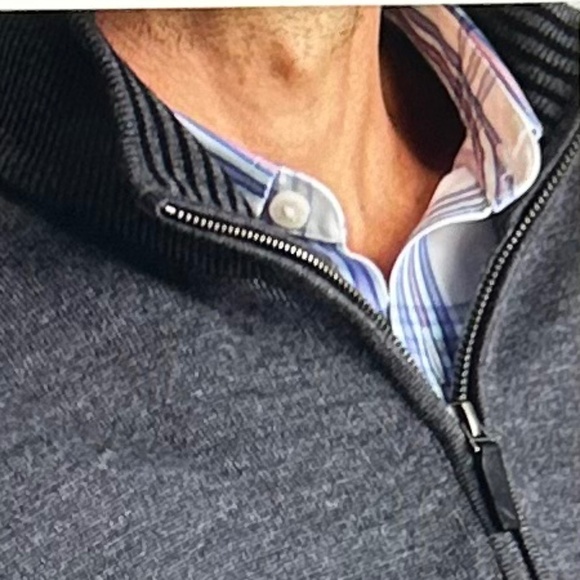 UNTUCKit Dark Gray Merino Wool Quarter-Zip Sweater Size M - Picture 2 of 5